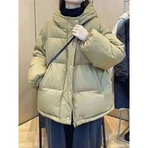 오리털 경량 패딩 화이트 자켓 여성 후드 루즈핏 코트