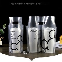 ZZJJC 밀크티 파우치 쥬스 음료수 파우치 1회용 싱글컵 핸드백, 8700ml 잔 두 가닥의 두꺼운 특 100개다., 캐릭터 미키[10팩 1팩 선물]