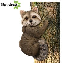 정원조각상유럽식 goodeco 수지 너구리 동상 정원 야외 나무 deoration 동물 인형 장식품 jardin tree hugger 조각 홈 장식