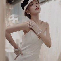 결혼식 웨딩 신부 웨딩장갑 화이트 리본 새틴 레이스 웨딩드레스 숏 빈티지 진주장갑 레이스 장갑