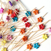 대나무 아크릴 과일꽂이100P l 과일꼬지 샌드위치꽂이, 1.플라워과일꽂이, 1봉약100P