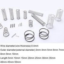 10PCS 압축 스프링 스테인레스 스틸 0.3/0.4*3 4 5 6 7 8 9 10mm * 5-50mm, [01] 0.4mm, [07] 10mm, [01] 25mm, 10개