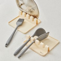 [리본제이]어썸 실리콘 조리도구 받침대 냄비뚜껑 거치대 국자 받침대, 조리도구 받침대(아이보리)