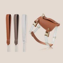 대형견 중형견 가죽 하네스 휘핏 목줄 산책 가슴줄, 브라운 M+풉백 (7.5-15kg 중형견)