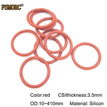 OD10mm 410mm x 3.5mm 두께 빨간색 실리콘 o-링 독 없음 식품 등급 씰 개스킷 내열성 O 링, [145] OD410x3.5mm   1pcs