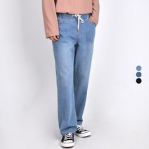 가이스토리 남자 와이드핏 허리밴드 데님팬츠 남성 워싱진 리온밴딩청바지