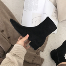 3cm굽 스웨이드 스판 삭스 앵클부츠