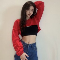 맨투맨 티셔츠 나시 레이어드 볼레로 가을 배꼽티 크롭티 언더붑