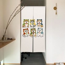 일본 문 커튼 노렌 귀여운 고양이 커튼 거실 침실 출입구 파티션 주방 입구 걸이식 반 커튼, 85x150cm, CLX00463