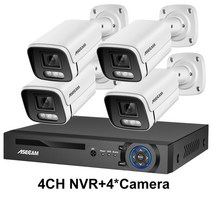 CCTV 보안 카메라 4K 8MP 시스템 H.265 POE NVR 키트 야외 방수 오디오 비디오 기록 세트, 02 4CH NVR and 4 Camera_04 4T