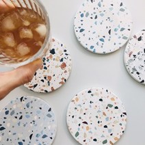 대리석 테라조스타일 규조토컵받침 규조토 코스터, 테라조 B