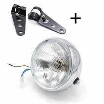 프론트 커버 프론트 헤드라이트 어퍼 페어링빈티지 헤드 라이트 오토바이 Sportster Chopper Bobber 레트로, 04 Chrome-white-bracket