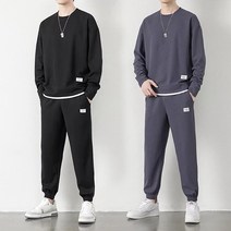 남성 와플 레이어드 맨투맨 조거팬츠 세트
