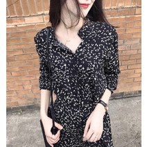 하객 원피스 10월 결혼식 룩 프릴 쉬폰 카라 롱 앞단추 바스락 여성 가을 신도시미시룩