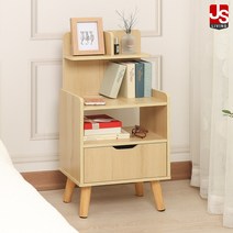 JS리빙 협탁 침대 침실 사이드 테이블 수납장 선반 모던 침대옆 높은 선반 정리대 거실장 보조 수납 인테리어 베드 엔틱 미니 거실 원목 서랍장 4단 정리함 간이 화이트 X_842*, 시에라 협탁 (사이드테이블)