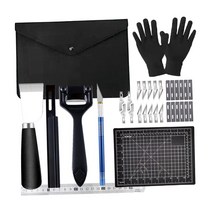 FCSHOP 가죽 스키버 세트 가죽 스카이빙 베벨러 눈금자가 있는 가죽 절단 스키버 가죽 공예 절단 도구용, 다중, 고탄소강, 다중