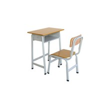 옛날 초등학교 책걸상 세트 나무 책상 의자, 주황색 학생용 책걸상 높이 75cm 고정