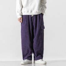 가을 Casusal 헐렁한 남자 바지 어 코듀로이 솔리드 컬러 오버올 남성 Streetwear 와이드 레그 팬츠