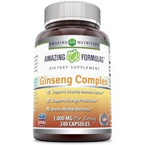 여성갱년기영양제 에스트로겐 여성호르몬 갱년기에좋은영양제 약 Amazing Formulas 인삼 복합 41 고려인삼 추출물 1000mg 120캡슐넌GMO글루텐 프리 생산 정신, 240 카운트