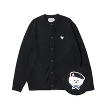 BEYOND CLOSET 10/12 배송 ILP 시그니처 와펜 소프트 터치 라운드 가디건 블랙 SIGNATURE WAPPEN ROUND CARDIGAN BLACK BC23FAKC0
