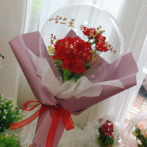 효정Flower 미니 카네이션 용돈 풍선 꽃다발, 꼬깔꽃다발, 용돈 불포함, 머브