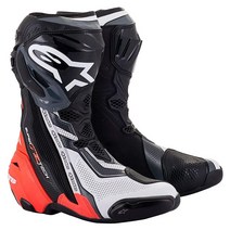 Alpinestars Supertech R v2 통기성 부츠 45 블랙/레드/형광 옐로우/화이트/그레이, 7.5, Black/Red/Fluorescent Yellow/W