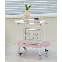 구름 테이블 2단 이동식 카트 트롤리 아크릴 사이드, 돌무늬 표면+유백색 바닥 55x41xH63cm