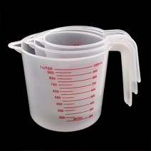 홈 베이킹 플라스틱 계량 비커 3종 세트_250ml+500ml +1000ml, 계량 비커 3종 세트