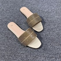ZhijingWomen Slippers 2022 Flat Summer Shoes for Ladies Shiny Rhinestone Party Woman Fip Flops Comfo