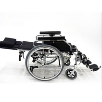 누울수 있는 리클라이닝 휠체어 등받이 및 발걸이 각도조절 침대형 휠체어, 1개