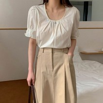 러블리감성 축제 유넥 프릴 반팔 블라우스 셔츠