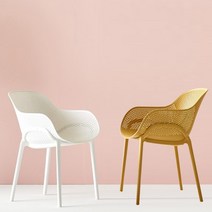 코나체어 1+1 야외용의자 식탁의자 카페 인테리어 야외용 아웃도어 테라스, 화이트1+옐로우1