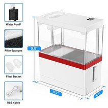 Betta 어항 Insputer 5.8L(1.5갤런) 소형 수족관 필터 및 LED 조명 어항 수경 식물 바구니 사무실 가정 비즈니스 데스크톱 사용 1278296