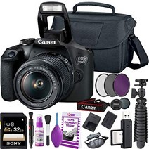 Canon Rebel t7 dslr 카메라(2000d) 및 ef-s 18-55mm f3.5-5.6 렌즈 + 32GB 메모리 카드 + 카메라 가방 + 클리닝 키트 + 테이블 삼각대