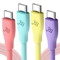 아이엔조이 60W 마카롱 PD C to C타입 고속 충전 케이블 혼합색 4개입, 2m, 4개