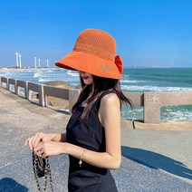 여름철 뜨개질 자외선 차단 모자 리본 밀짚모자 우아하다 어울리다 여성 아웃도어 자외선 차단 모자 패션 어부 모자