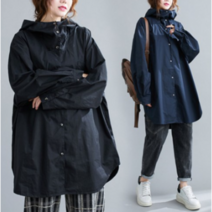 빅사이즈 야상 재킷 후드 오버핏 난방 트렌치 코트 자켓 간절기