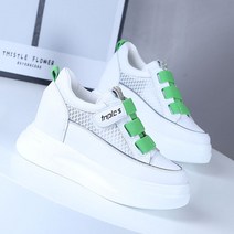 여성 하이탑 스니커즈 캔버스 운동화 키높이 부츠 레이스업 벨크로 통굽 키높이 여자스니커즈 인박카011