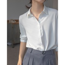 전문 쉬폰 화이트 셔츠 고급 외국 스타일 봄 7부 소매 OL 탑 인터뷰 숙녀 기질 공식 셔츠