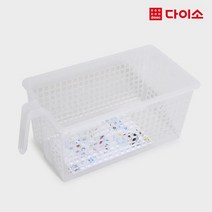 [다이소]손잡이 정리 수납함 바구니 3호 -1029208, 1개, 투명