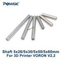 호환 벨트 기계 타이밍 POWGE 스틸로드 리니어 샤프트 그라인드 플랫 라운드 길이 26/30/50/60mm 직경 5mm VORON V2.2 세트 실린더 크롬 도금 라이너 축, 50pcs, 5x50mm-Grind Flat