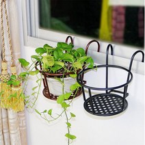 철재 화분걸이 베란다 진열대 정리대 꽃원형철재화분, (고동색), 1개