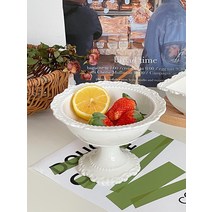 유럽풍 홈카페 디저트 볼 높은 굽 접시 도자기 과일 용기 그릇