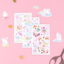 마넷 사각 투명 스티커 - 러블래빗w 01. 러블래빗w(우주선), 1개