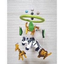 양모펠트모빌 출산선물 핸드메이드 아기방 꾸미기 어린이방 인테리어, A.사파리