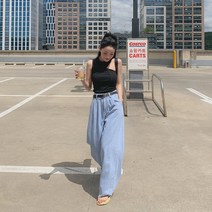 시크블랙 여성용 런드비 언발 민소매 티셔츠 T7179K16