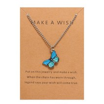 우정목걸이 커플 패션 퍼즐 자석 비즈 어 블루 나비 초커 목걸이 여성 펜던트 목 체인 우정 쥬얼리 파티 콜리어 소녀 소원 카드