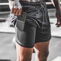 남성 레깅스 투인원 팬츠 올인원 타이즈 반바지 헬스-72394EA