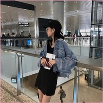 ocean blue whale 봄특가 여성 캐주얼 데님 자켓 루즈핏 청자켓 스판
