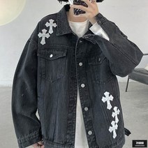 가바바 남성 빅사이즈 청자켓 독특한 힙한 패치 포인트 루즈핏 데님자켓 G67213